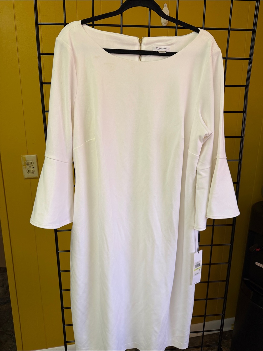 Calvin Klein White Bell Sleeve Midi Shift Dress